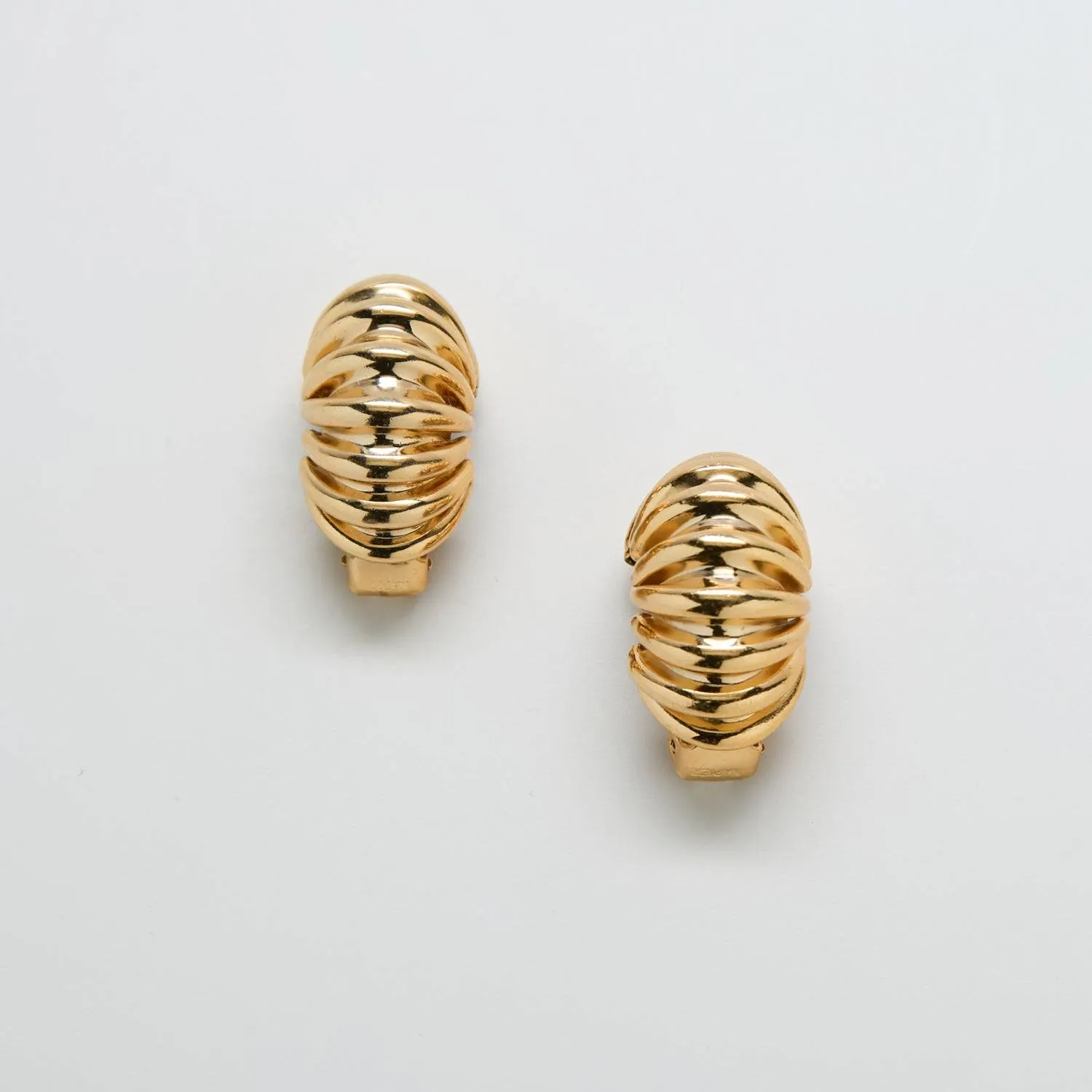 Vintage Gold Napier Etched Half Moon Earrings