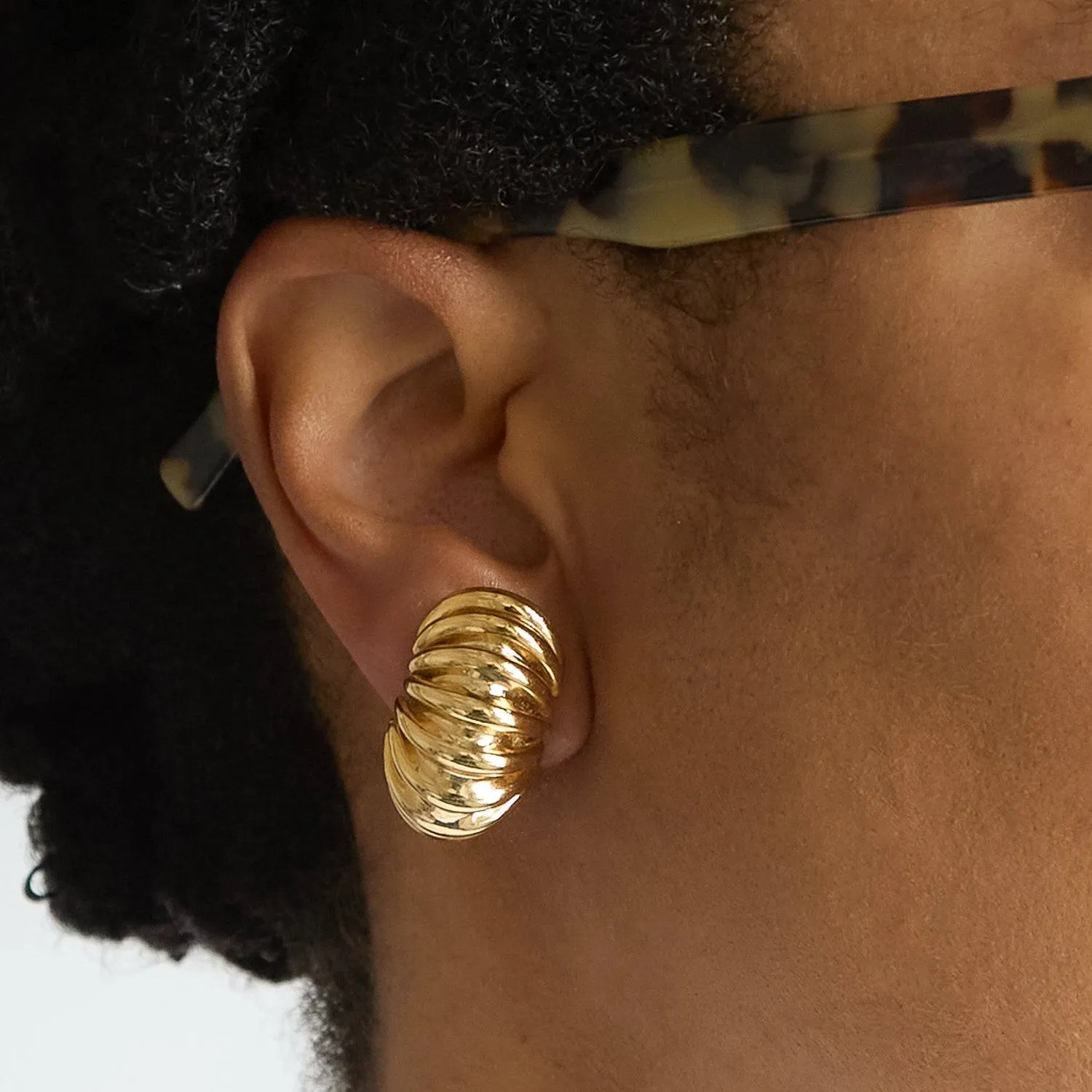 Vintage Gold Napier Etched Half Moon Earrings