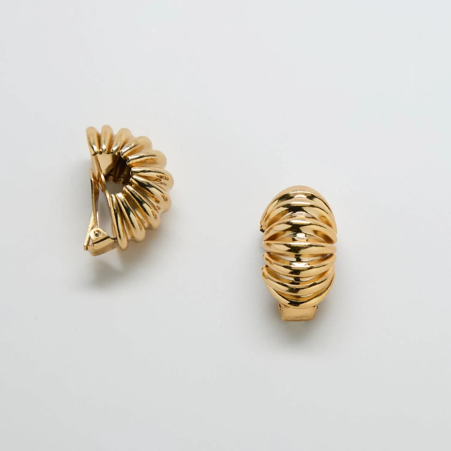 Vintage Gold Napier Etched Half Moon Earrings