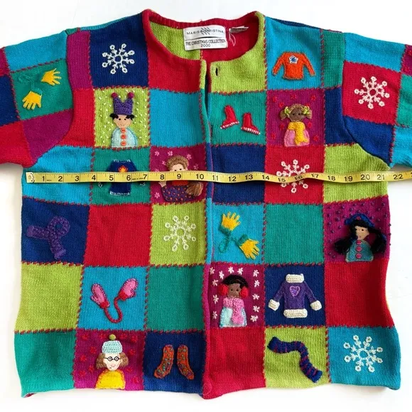 Vintage Marisa Christina Christmas Cardigan Sweater Large Winter Snowflakes Y2K