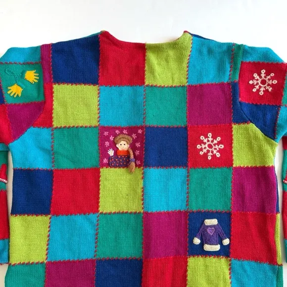 Vintage Marisa Christina Christmas Cardigan Sweater Large Winter Snowflakes Y2K