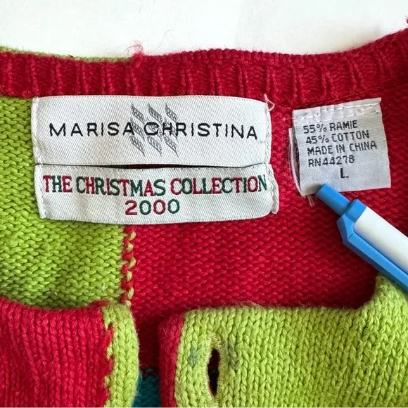 Vintage Marisa Christina Christmas Cardigan Sweater Large Winter Snowflakes Y2K