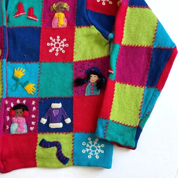 Vintage Marisa Christina Christmas Cardigan Sweater Large Winter Snowflakes Y2K