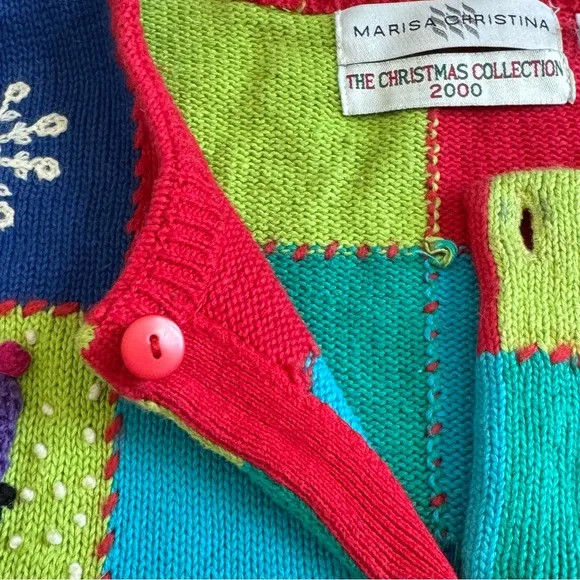 Vintage Marisa Christina Christmas Cardigan Sweater Large Winter Snowflakes Y2K