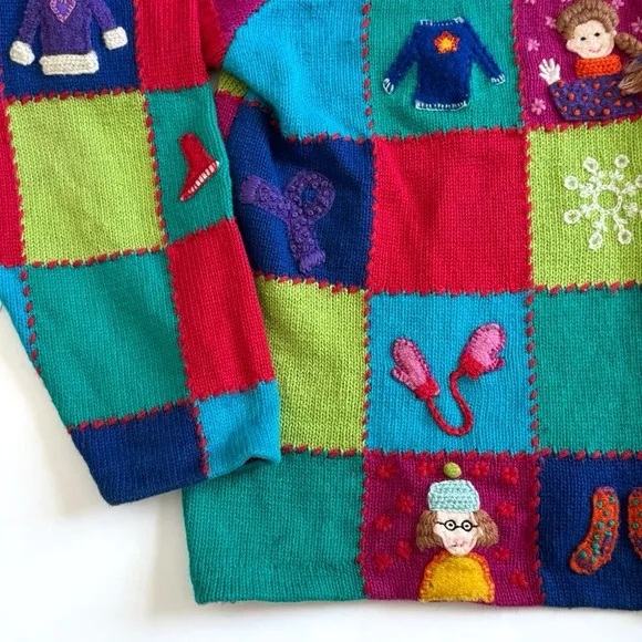 Vintage Marisa Christina Christmas Cardigan Sweater Large Winter Snowflakes Y2K