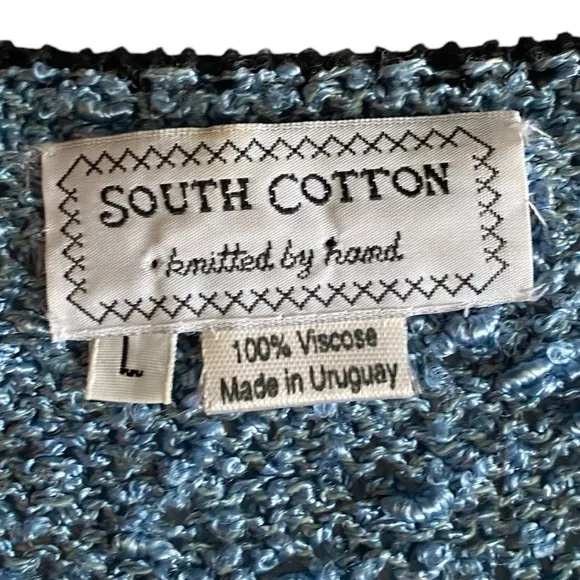 Vintage South Cotton Women’s Hand Knitted Sweater Jacket Large Cardigan …