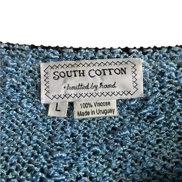 Vintage South Cotton Women’s Hand Knitted Sweater Jacket Large Cardigan …