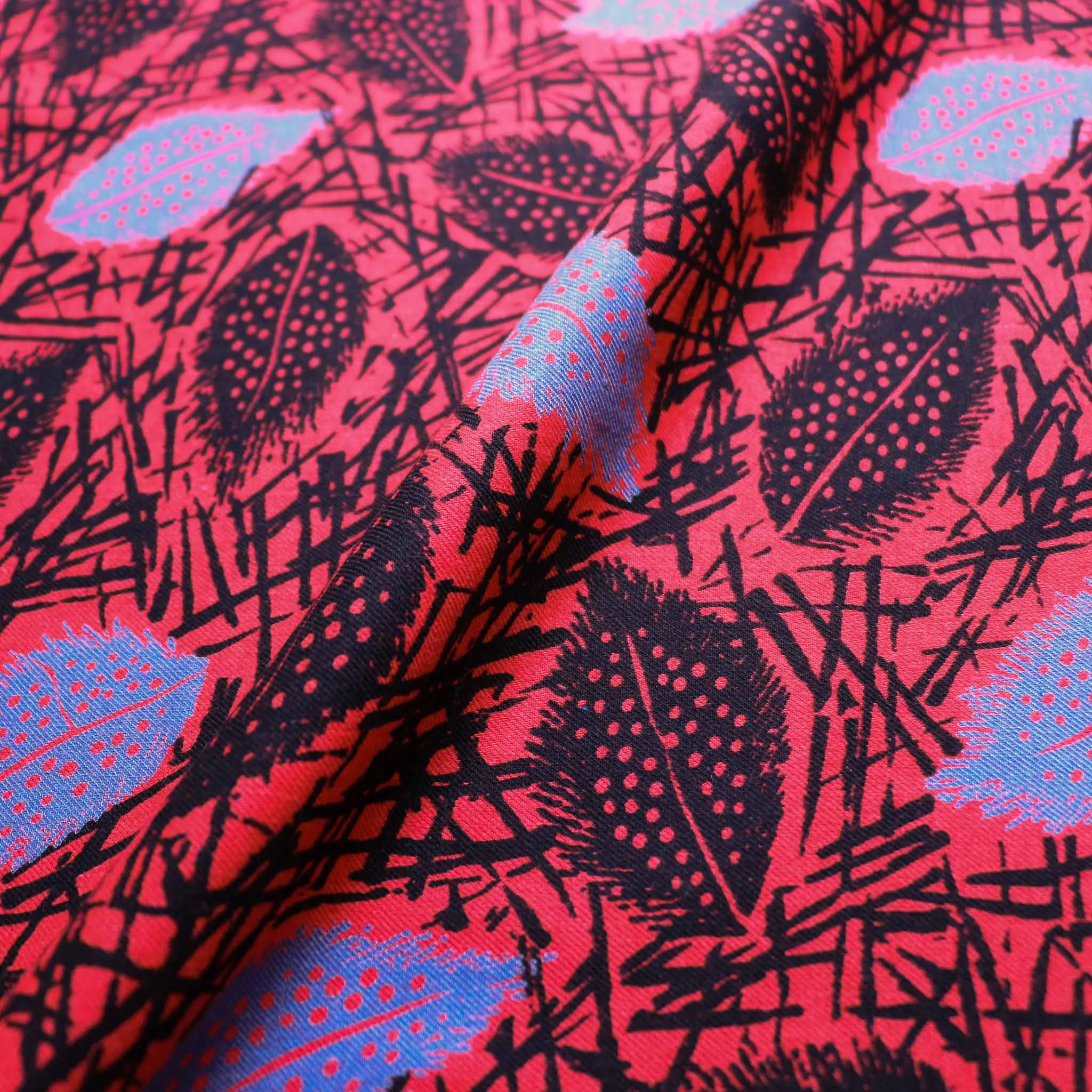 Vintage Viscose Twill - Red, beige, yellow