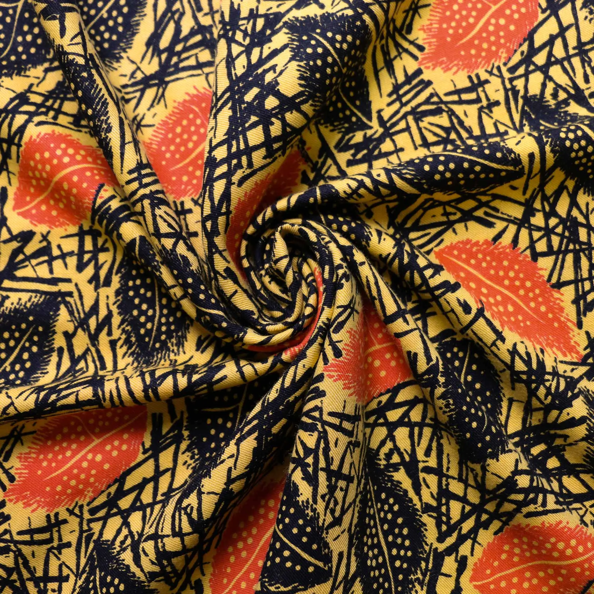 Vintage Viscose Twill - Red, beige, yellow
