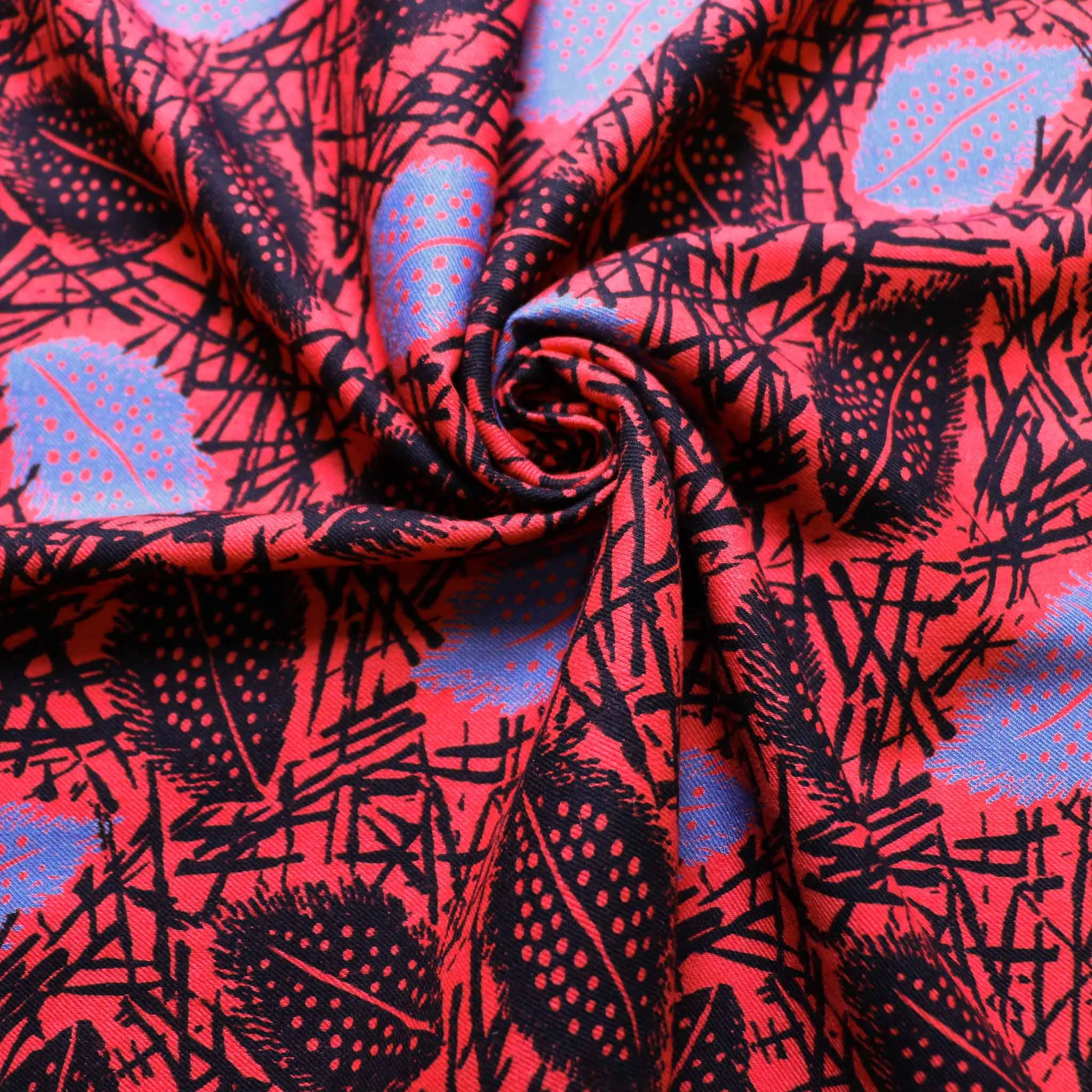 Vintage Viscose Twill - Red, beige, yellow