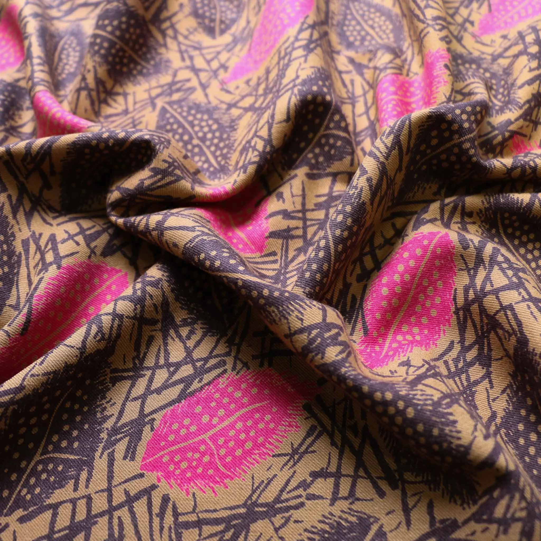 Vintage Viscose Twill - Red, beige, yellow