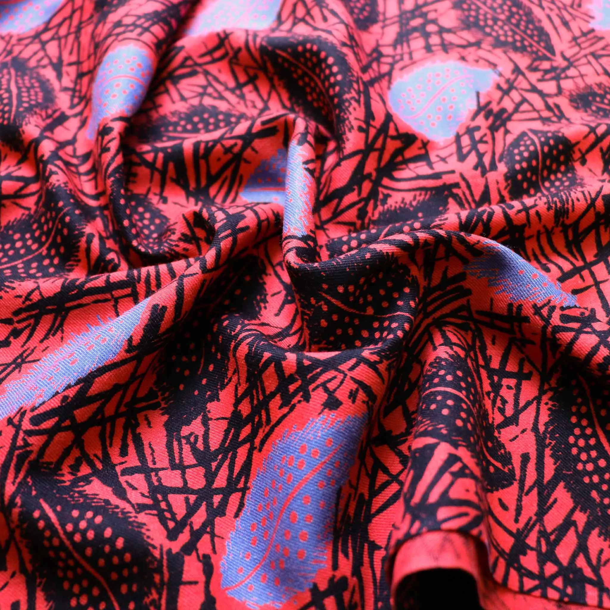 Vintage Viscose Twill - Red, beige, yellow