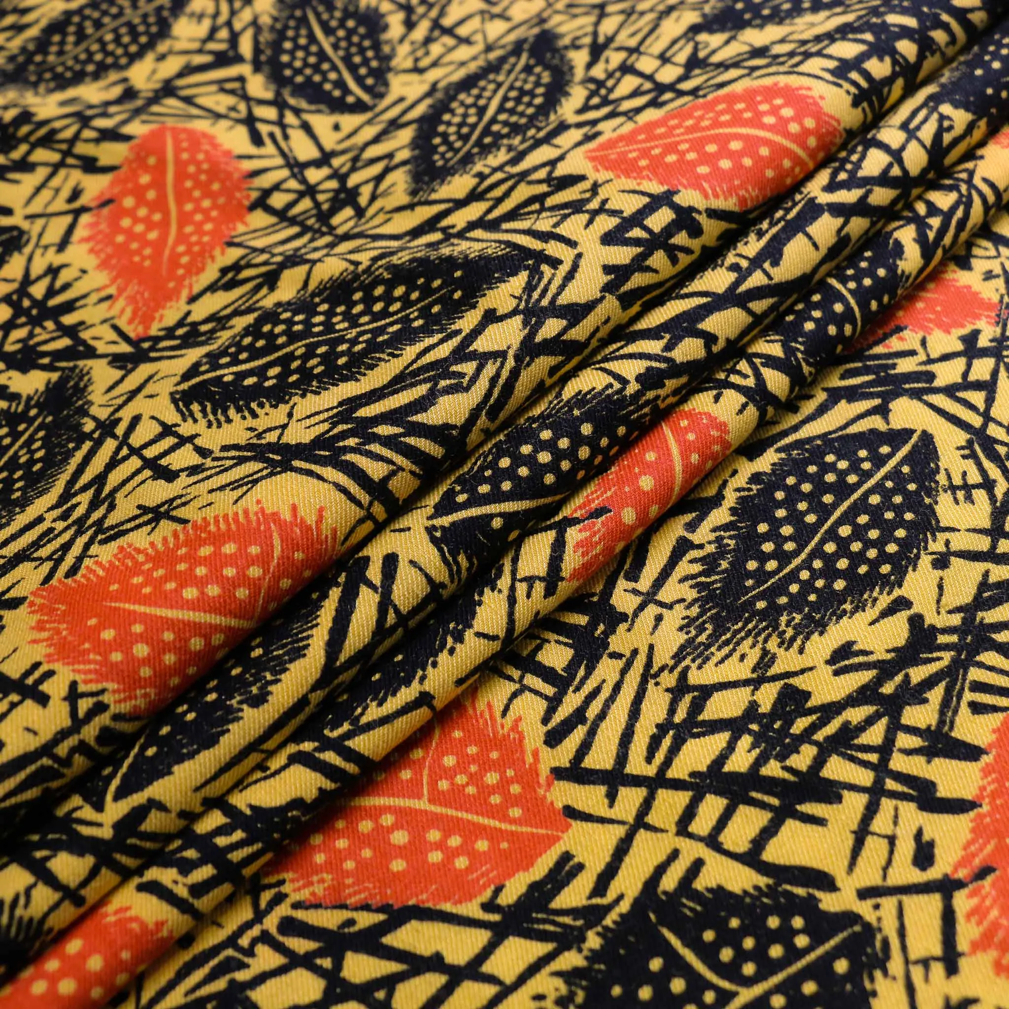 Vintage Viscose Twill - Red, beige, yellow