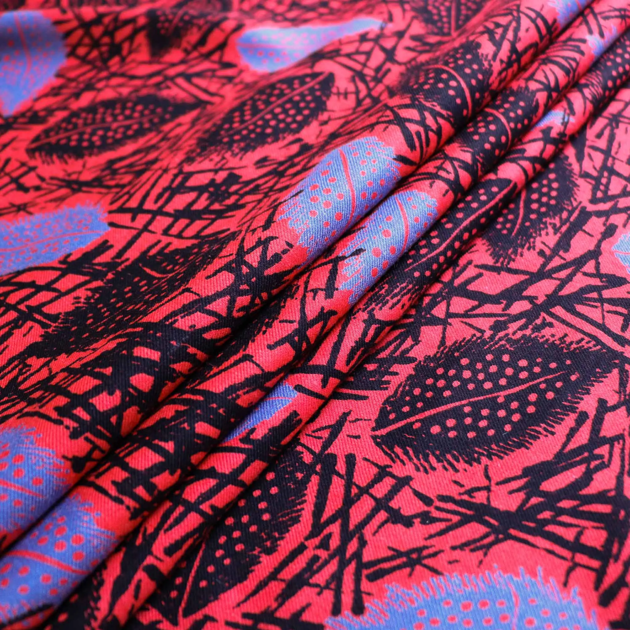 Vintage Viscose Twill - Red, beige, yellow