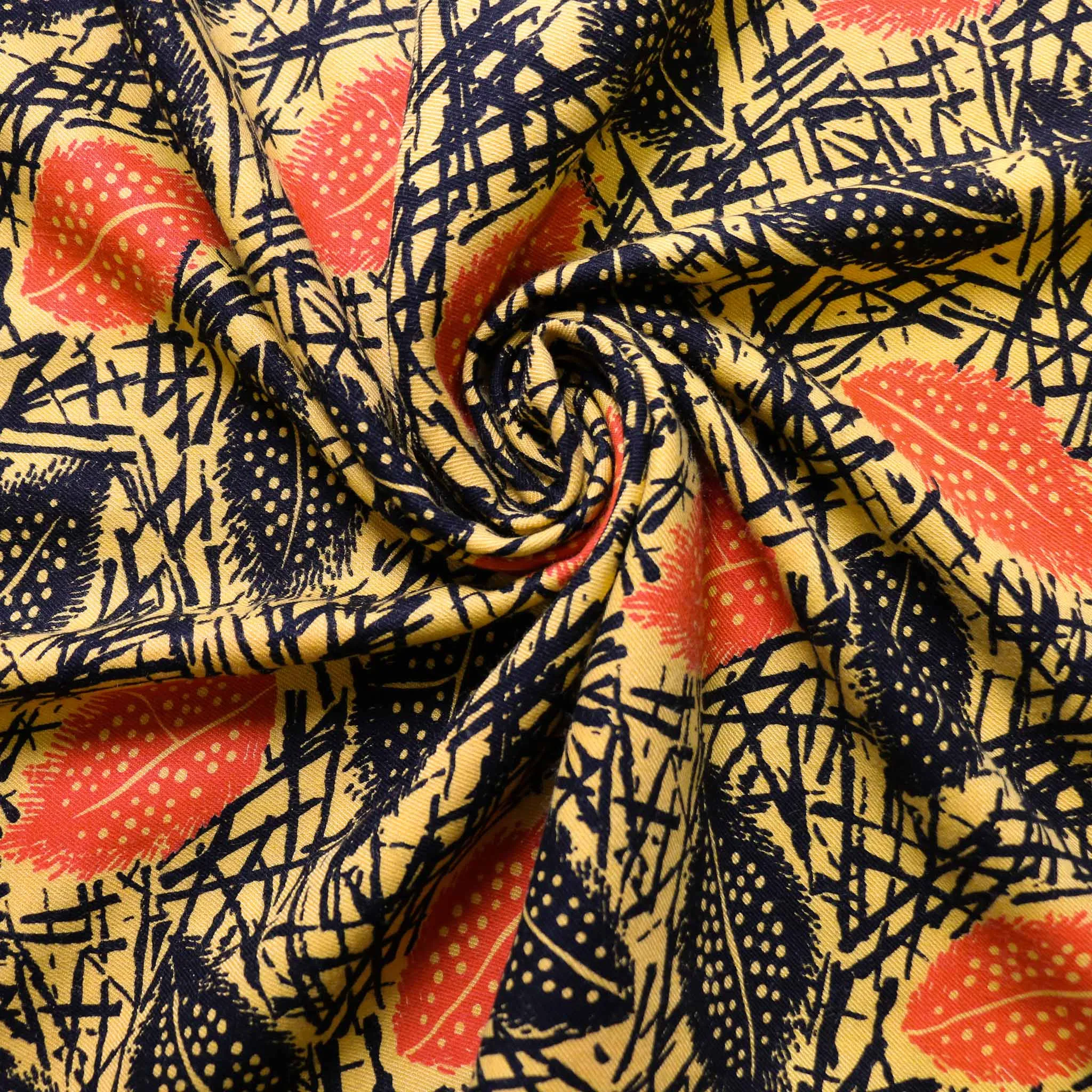 Vintage Viscose Twill - Red, beige, yellow