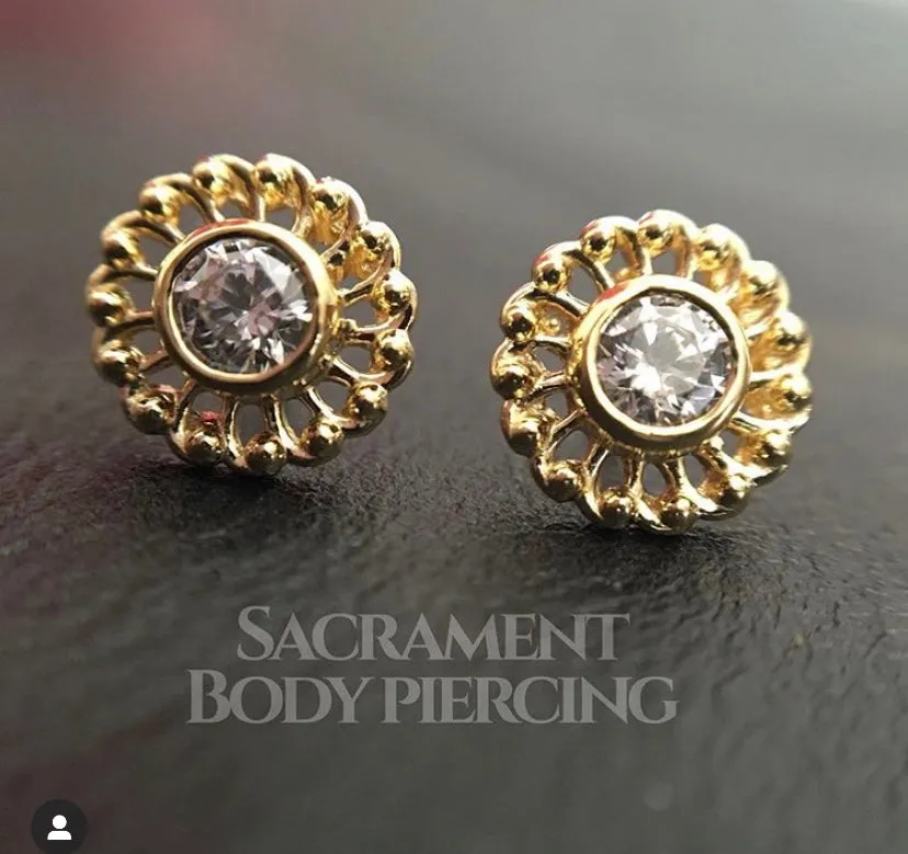Virtue end -5mm - w/ 2mm CZ gem - Threadless or threaded