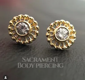 Virtue end -5mm - w/ 2mm CZ gem - Threadless or threaded