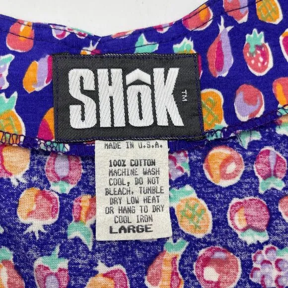 VTG 90s Shok Dress Womens Large Fruity Tank Quirky Dopamine Eclectic Artsy