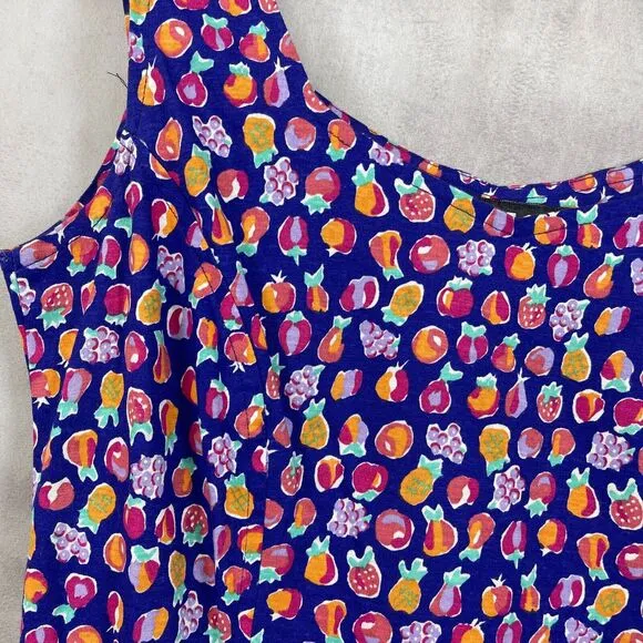 VTG 90s Shok Dress Womens Large Fruity Tank Quirky Dopamine Eclectic Artsy