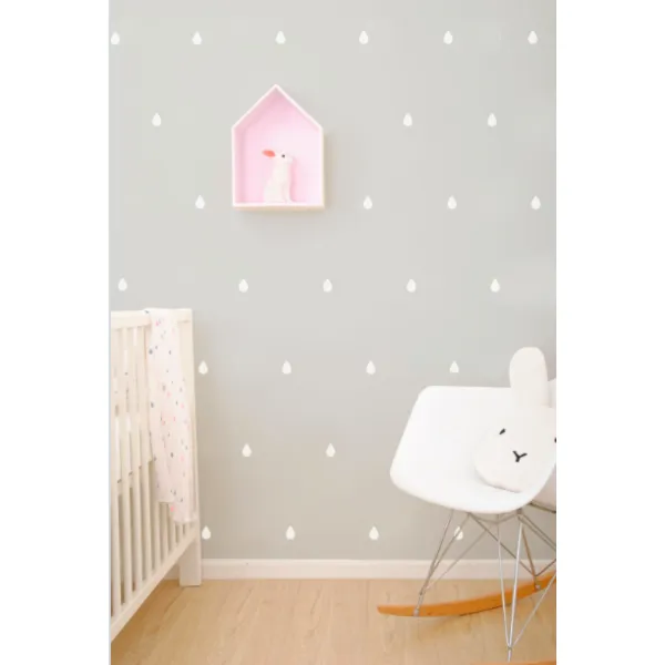 Wall Vinyl Stickers - White Raindrops