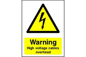 Warning High Voltage Cables Overhead safety sign