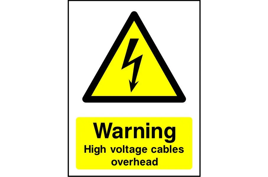 Warning High Voltage Cables Overhead safety sign
