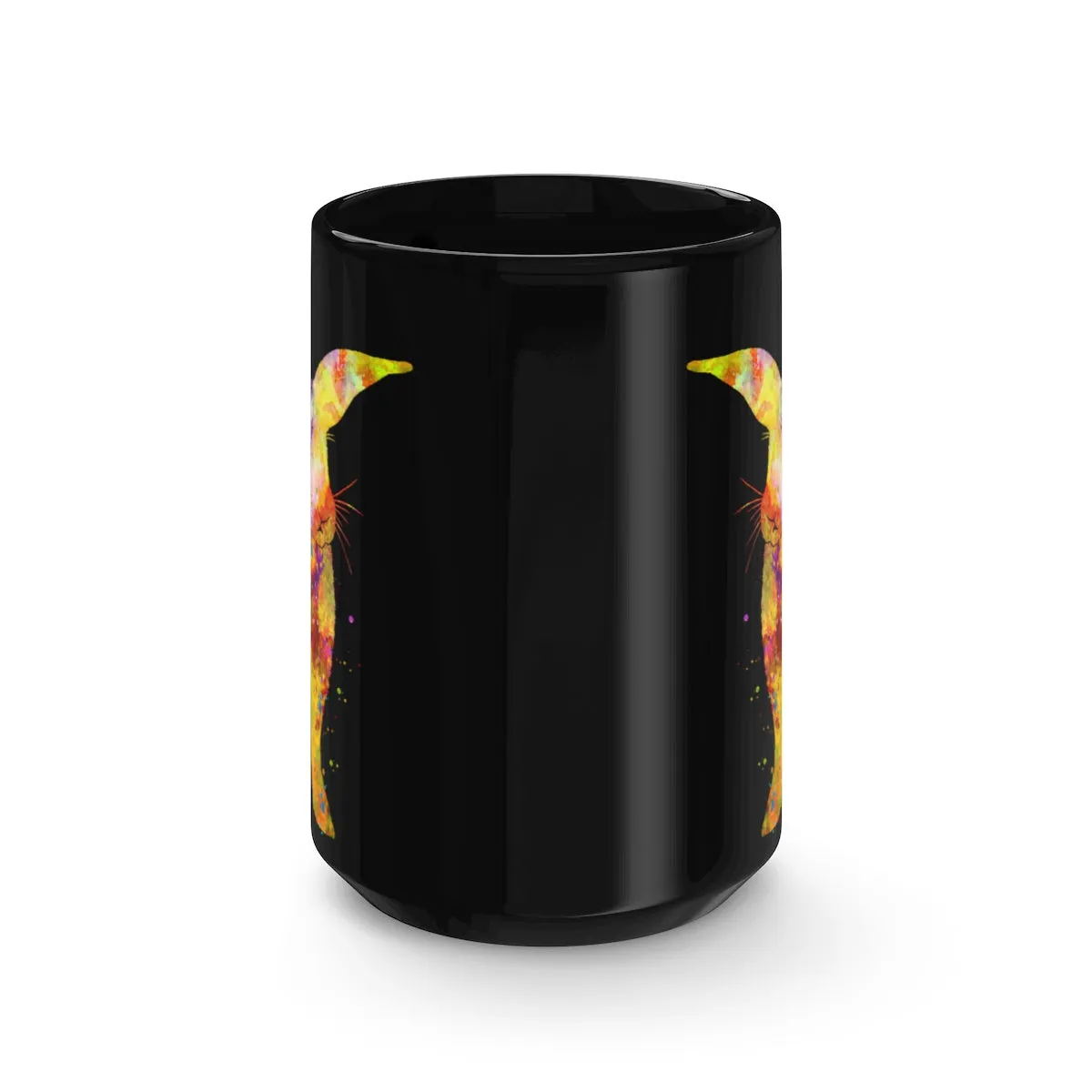 Watercolor Bunny Rabbit Black Mug 15oz