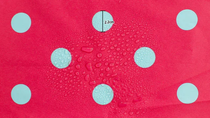 Waterproof Fabric 2.2 cm Sky Blue Dots on Red - By the Yard 89610 88210-1