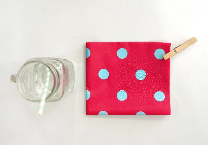 Waterproof Fabric 2.2 cm Sky Blue Dots on Red - By the Yard 89610 88210-1