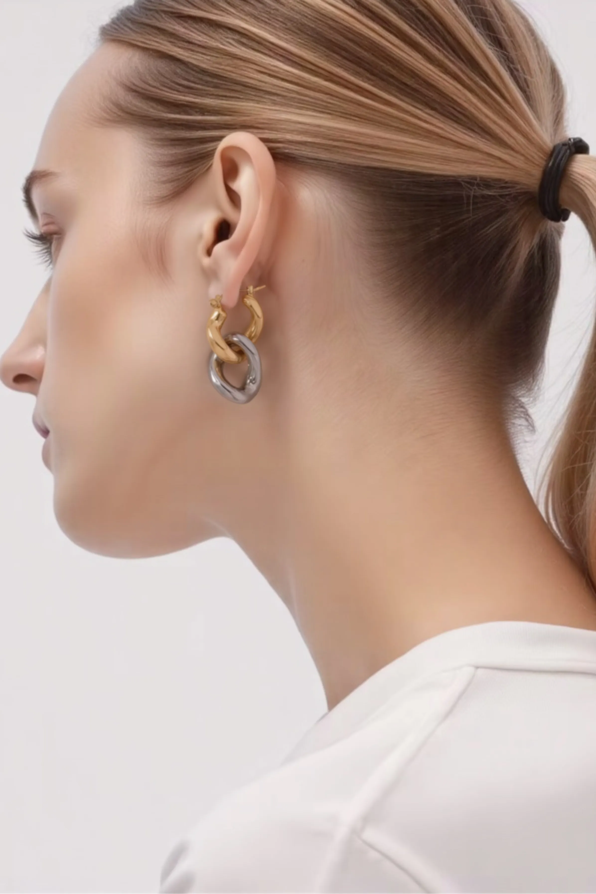 Waterproof Gold Silver Chain Hoop Earring