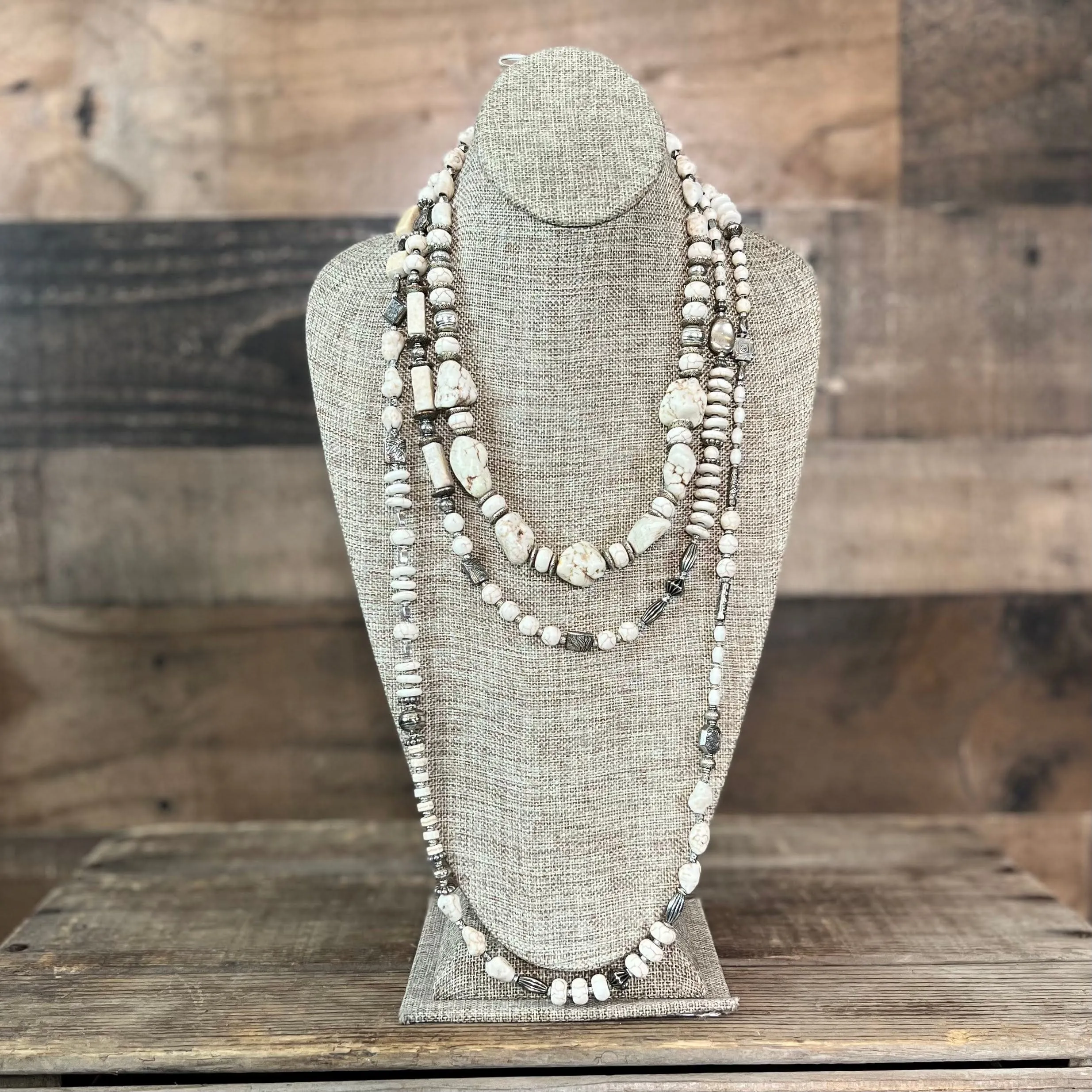 White Raven Long Strand Necklace