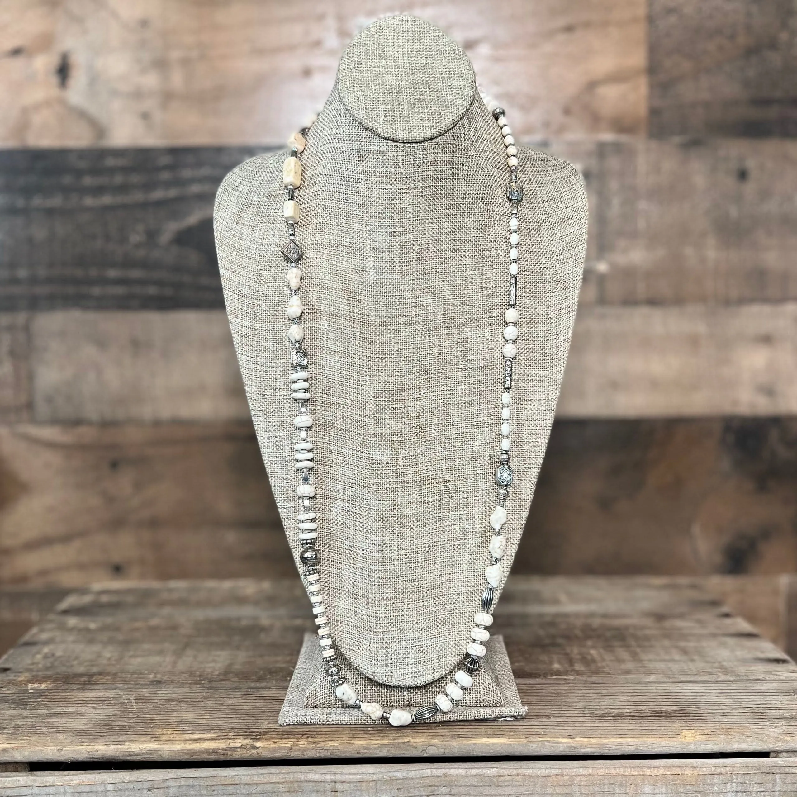 White Raven Long Strand Necklace