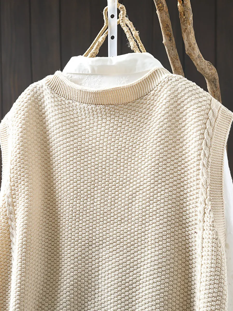 Women Casual Colorblock Rhomboids V-Neck Vest