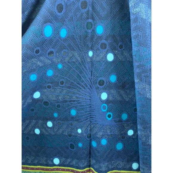 Women Open Front Wrap Poncho Sweater OS Blue Artsy Boho Western Made in France