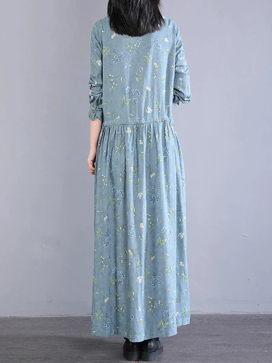 Women Spring Artsy Flower Lace Collar Maxi Dress