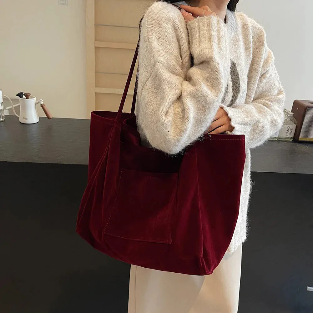 Women Suede Shoulder Bag Velvet Handbag Purse Fashion Trendy Ladies Shopping Clutch Causal Crossbody Bags Work Travel Hobo Bag