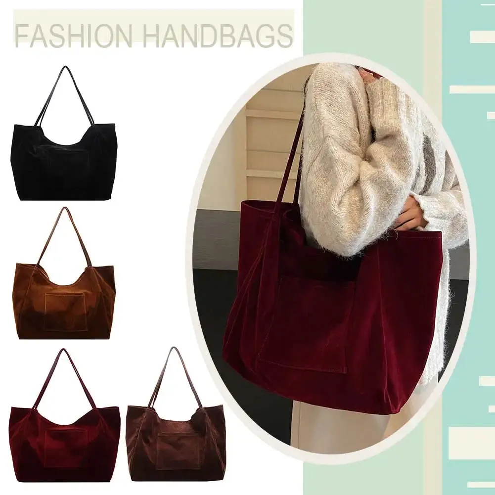 Women Suede Shoulder Bag Velvet Handbag Purse Fashion Trendy Ladies Shopping Clutch Causal Crossbody Bags Work Travel Hobo Bag
