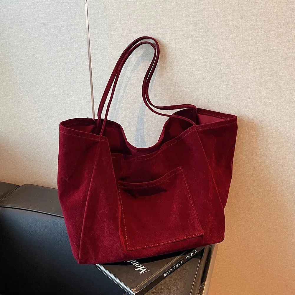 Women Suede Shoulder Bag Velvet Handbag Purse Fashion Trendy Ladies Shopping Clutch Causal Crossbody Bags Work Travel Hobo Bag