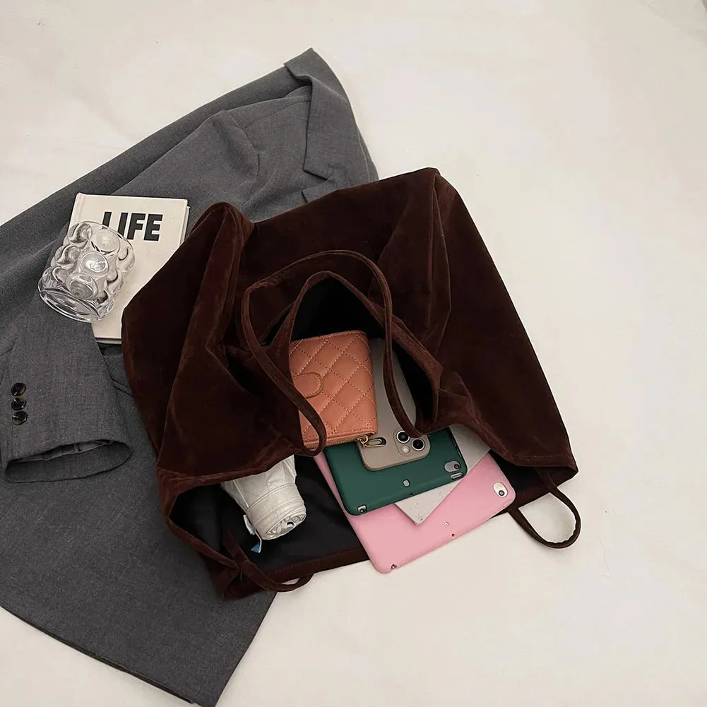Women Suede Shoulder Bag Velvet Handbag Purse Fashion Trendy Ladies Shopping Clutch Causal Crossbody Bags Work Travel Hobo Bag