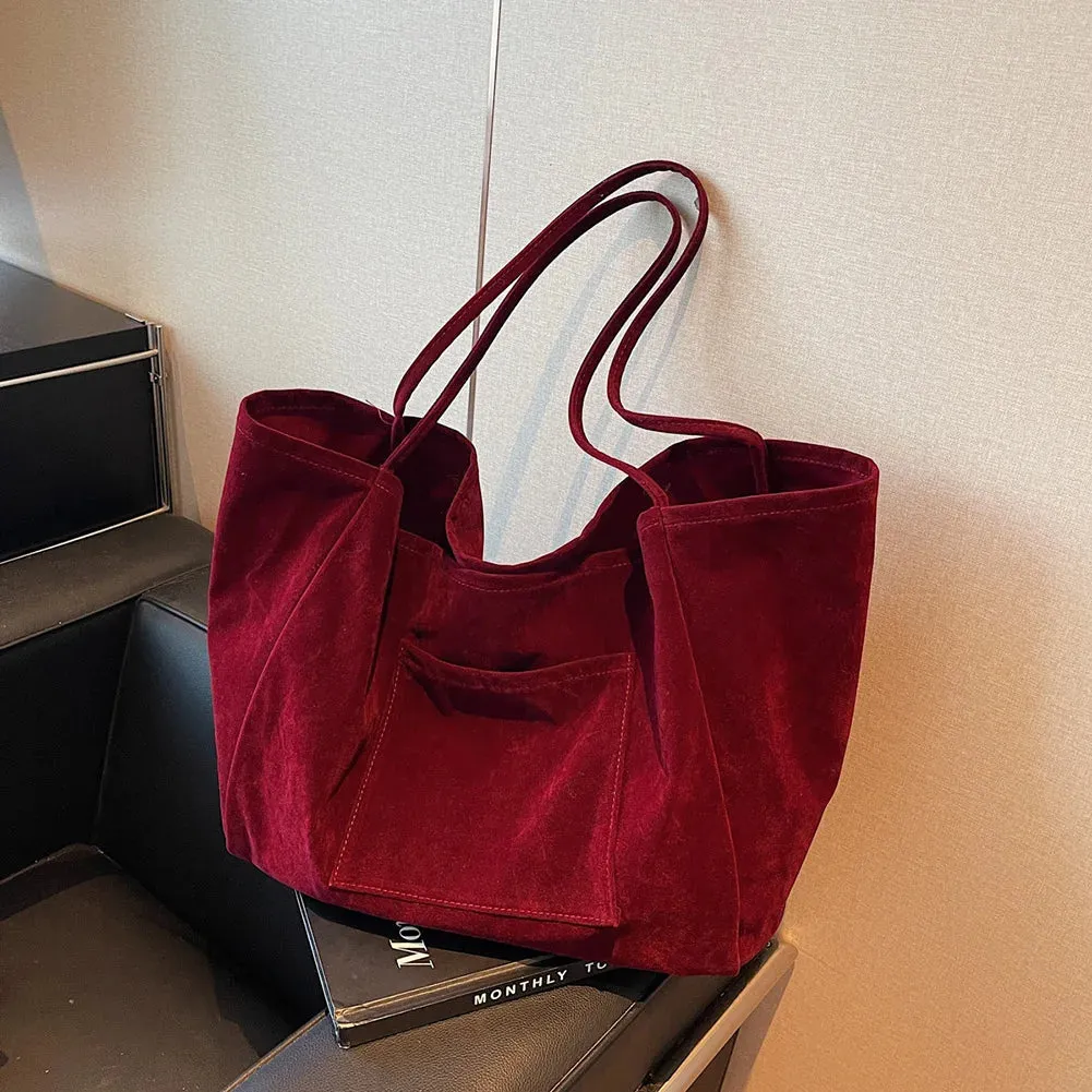 Women Suede Shoulder Bag Velvet Handbag Purse Fashion Trendy Ladies Shopping Clutch Causal Crossbody Bags Work Travel Hobo Bag