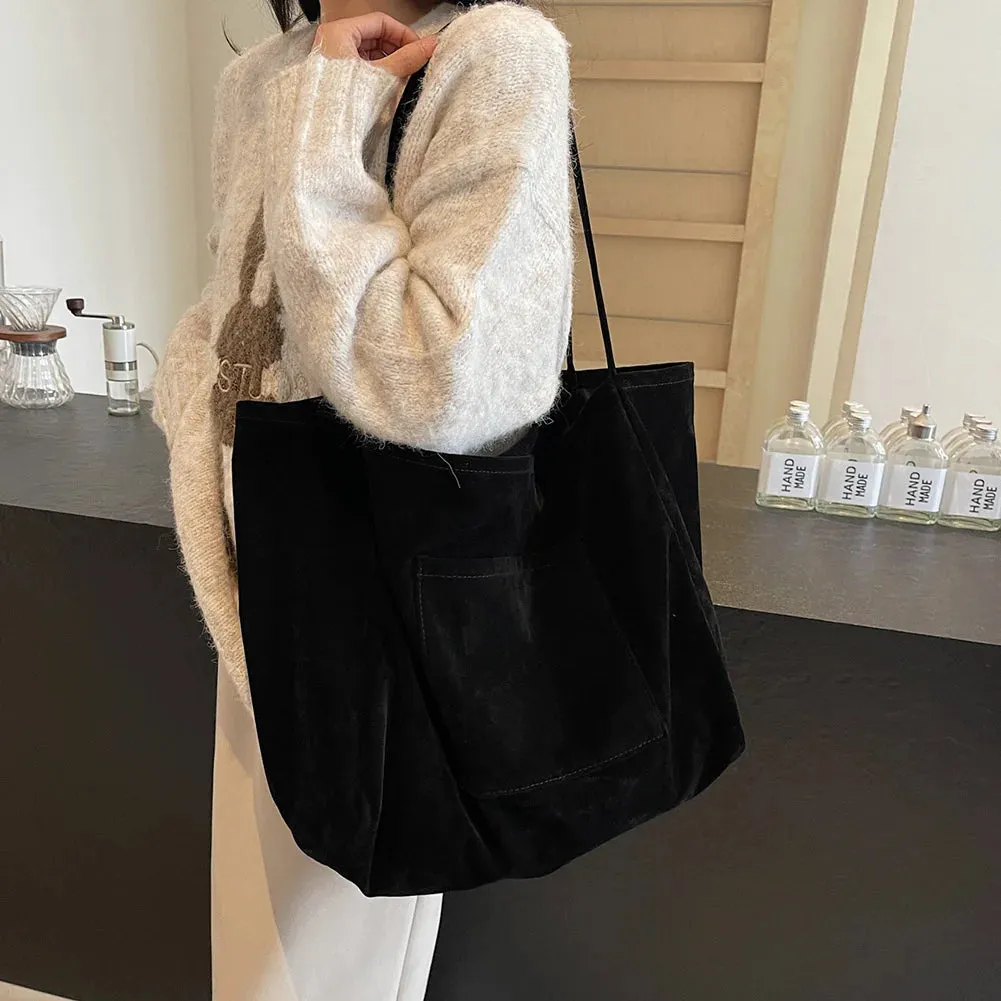 Women Suede Shoulder Bag Velvet Handbag Purse Fashion Trendy Ladies Shopping Clutch Causal Crossbody Bags Work Travel Hobo Bag