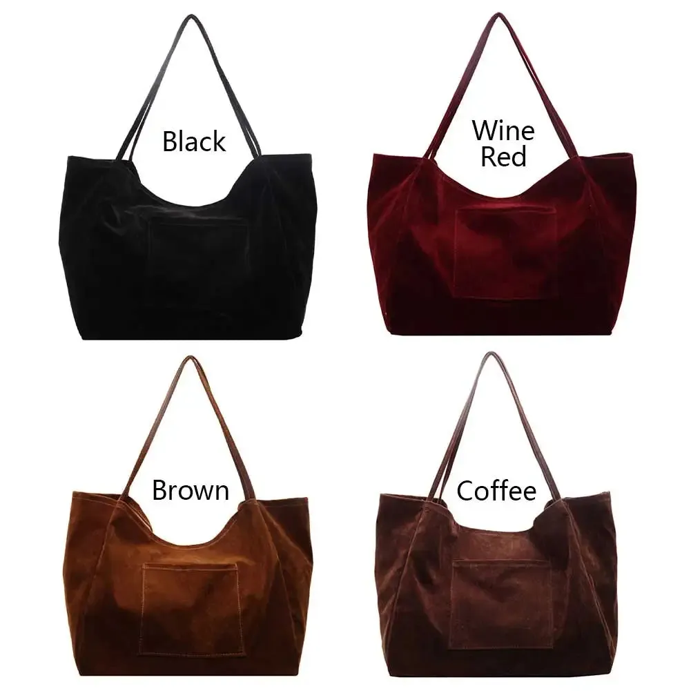 Women Suede Shoulder Bag Velvet Handbag Purse Fashion Trendy Ladies Shopping Clutch Causal Crossbody Bags Work Travel Hobo Bag