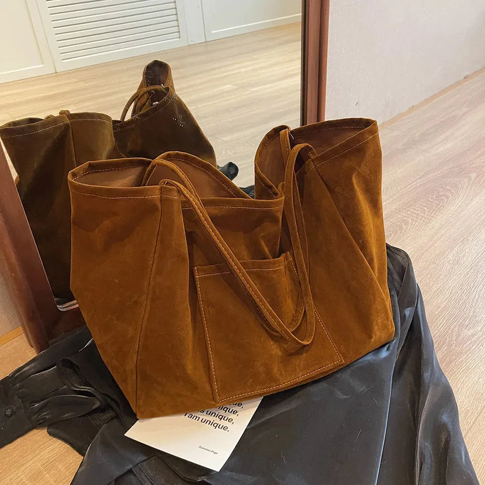 Women Suede Shoulder Bag Velvet Handbag Purse Fashion Trendy Ladies Shopping Clutch Causal Crossbody Bags Work Travel Hobo Bag