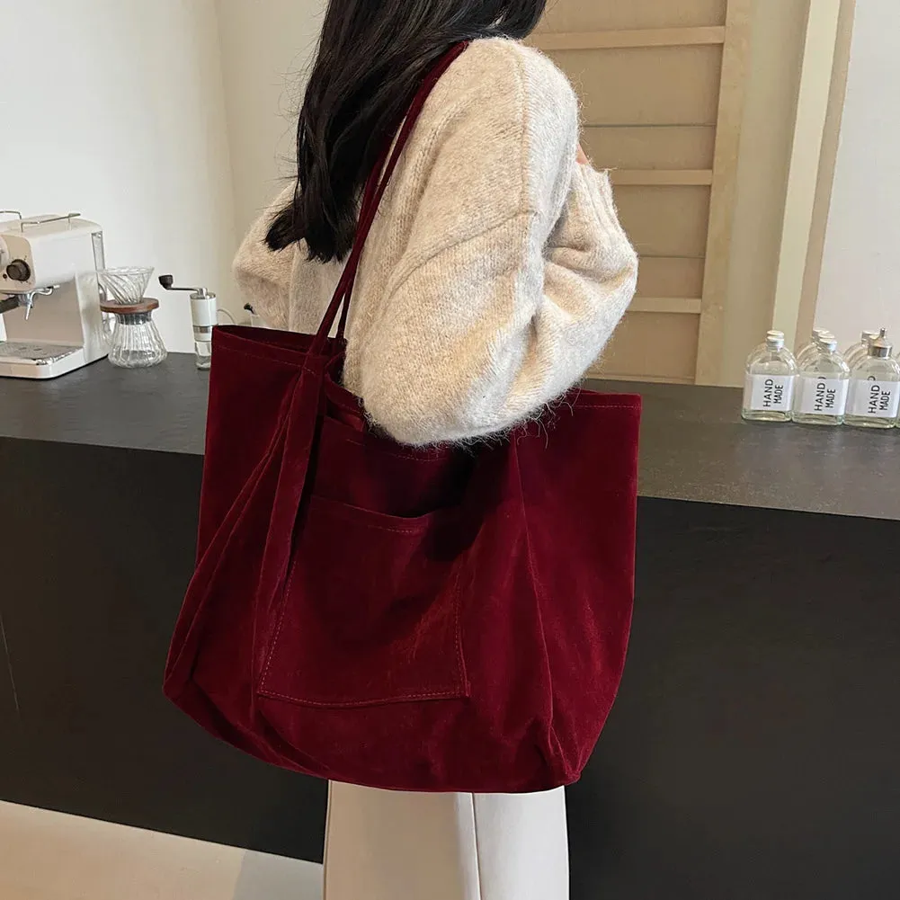 Women Suede Shoulder Bag Velvet Handbag Purse Fashion Trendy Ladies Shopping Clutch Causal Crossbody Bags Work Travel Hobo Bag