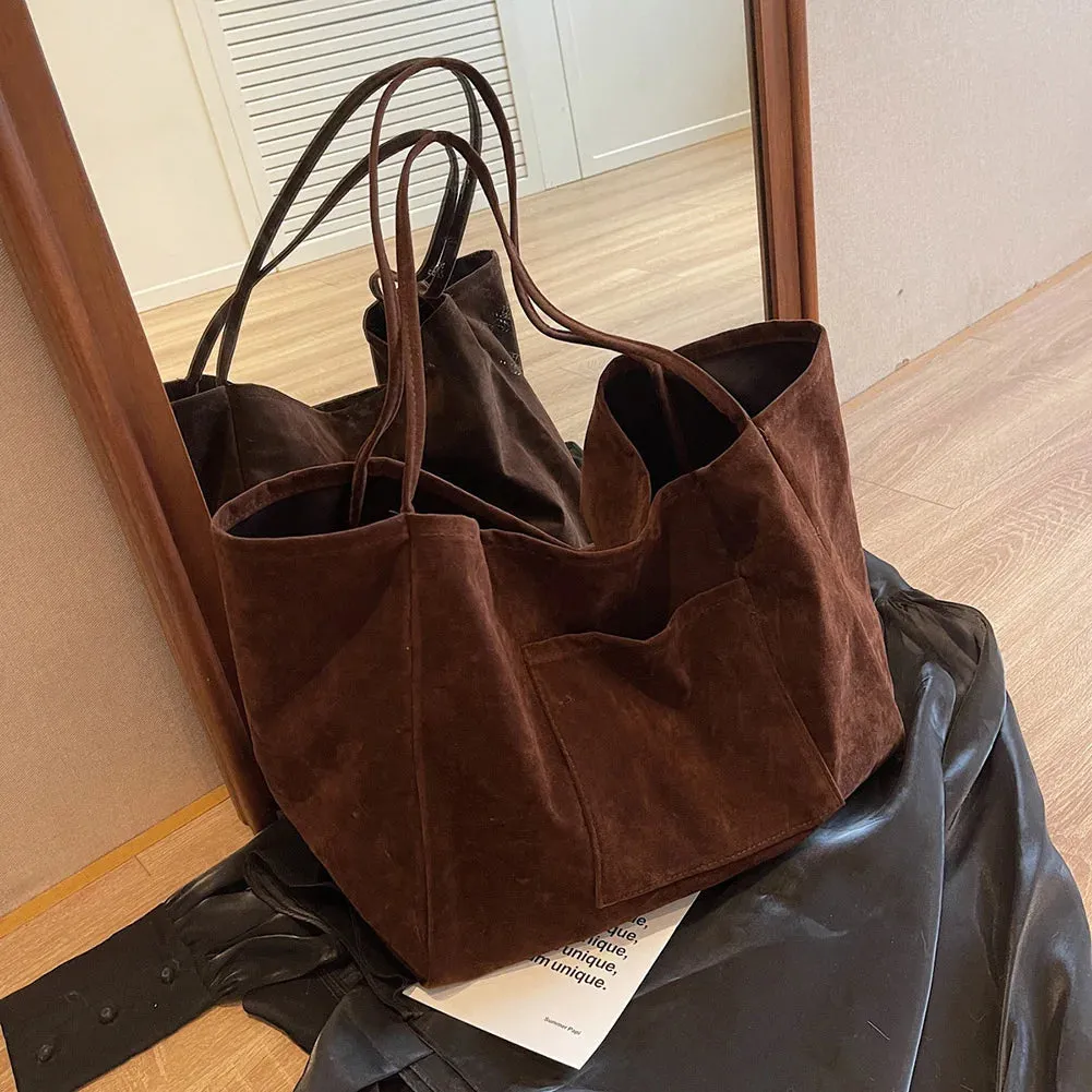 Women Suede Shoulder Bag Velvet Handbag Purse Fashion Trendy Ladies Shopping Clutch Causal Crossbody Bags Work Travel Hobo Bag