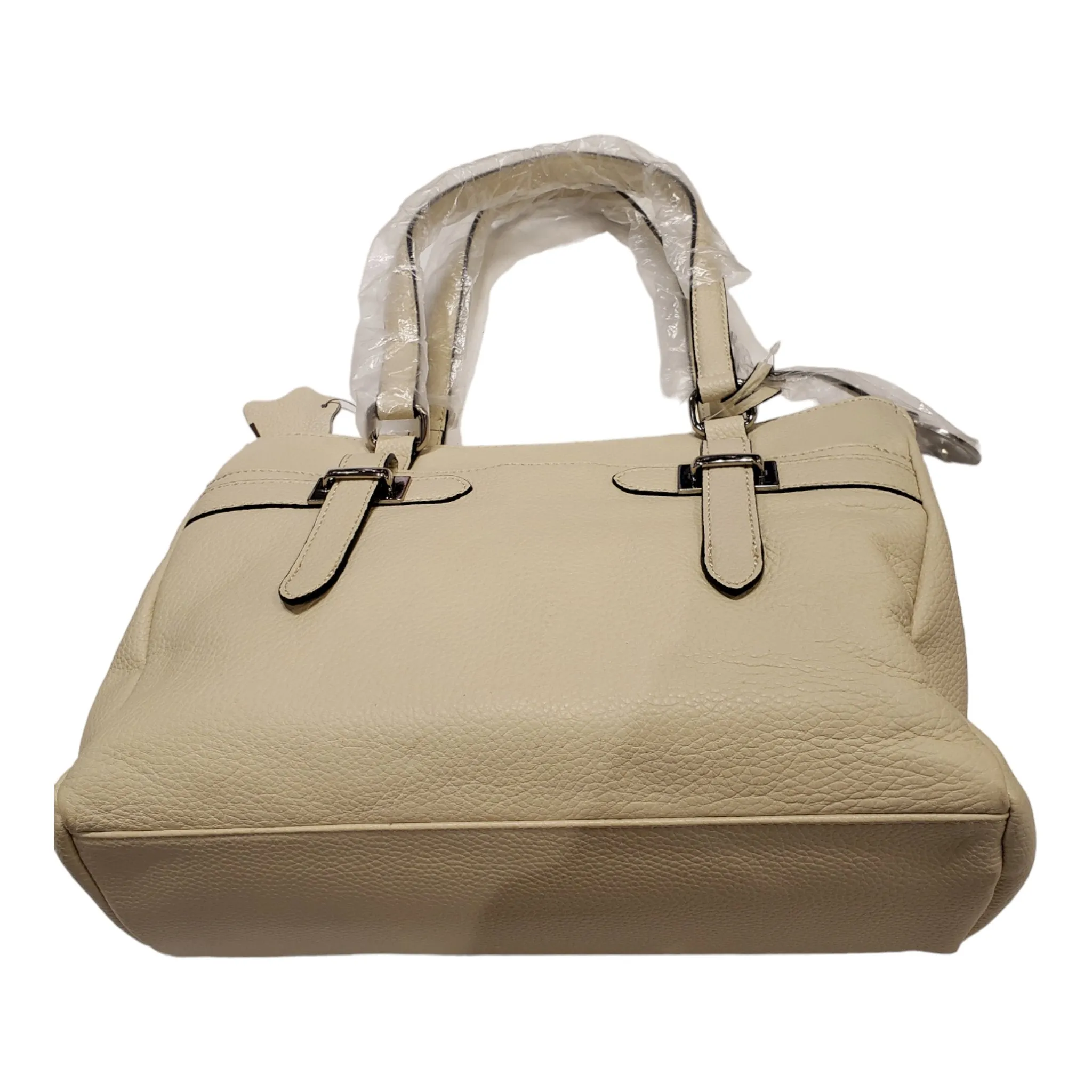Women's Bernini Bridle Small Leather Hobo HandBag Ivory Silver 11254