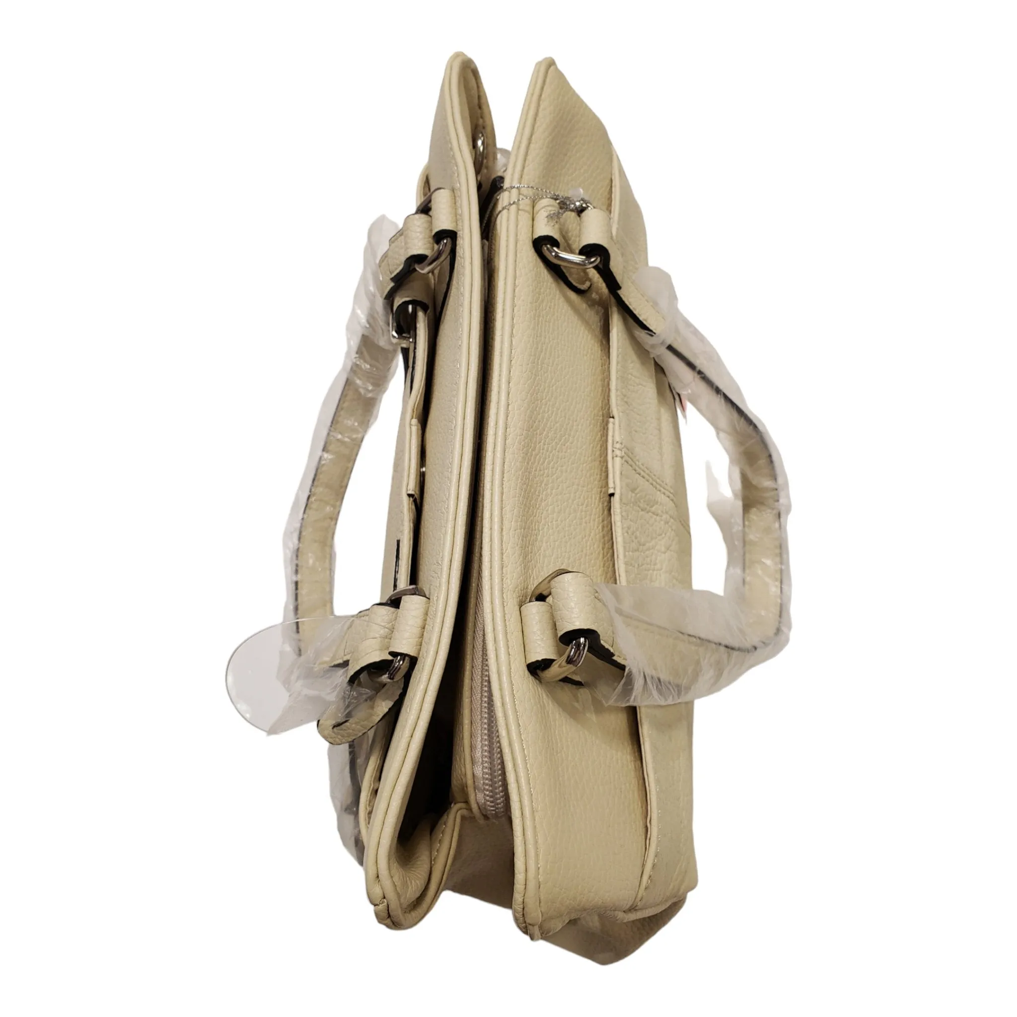 Women's Bernini Bridle Small Leather Hobo HandBag Ivory Silver 11254