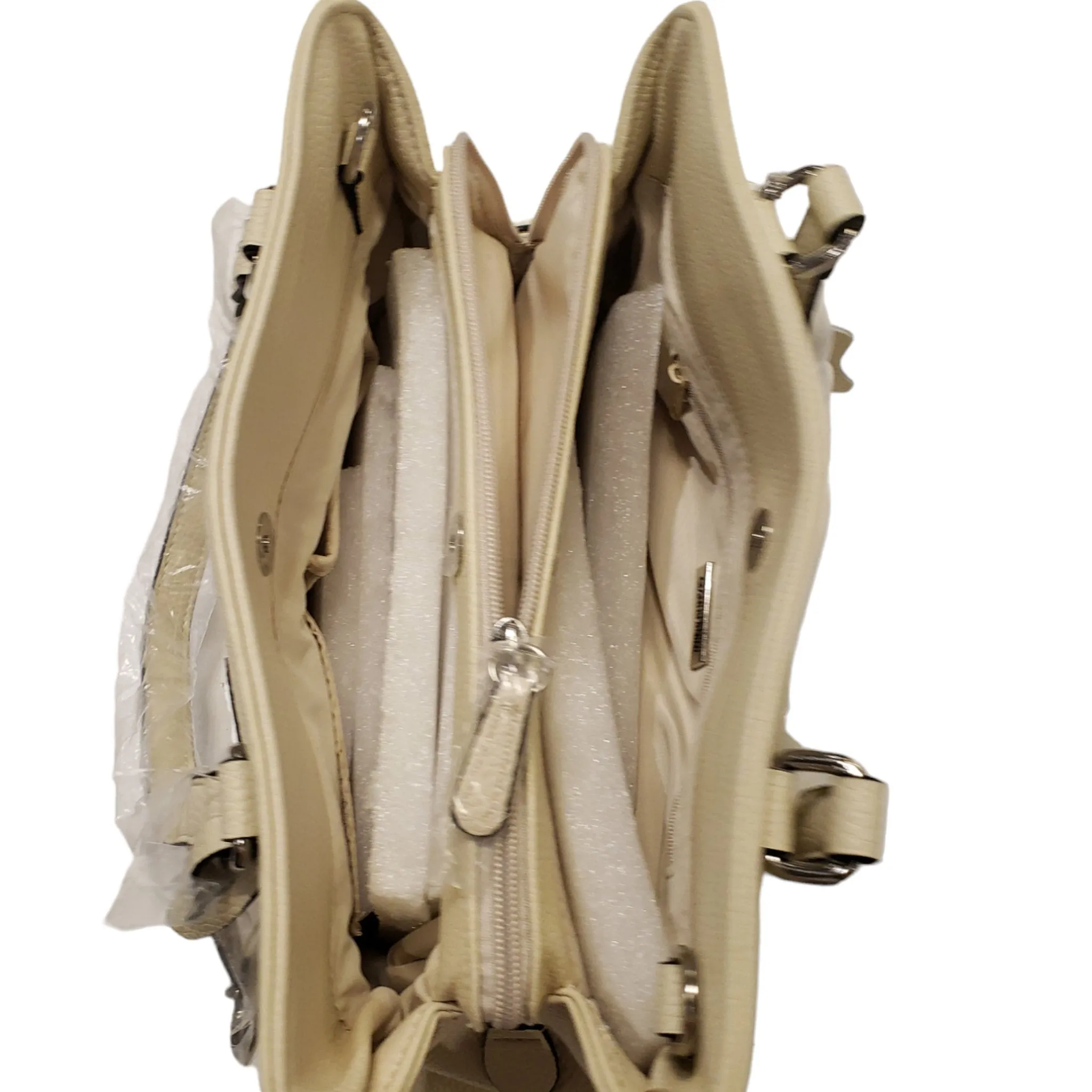 Women's Bernini Bridle Small Leather Hobo HandBag Ivory Silver 11254