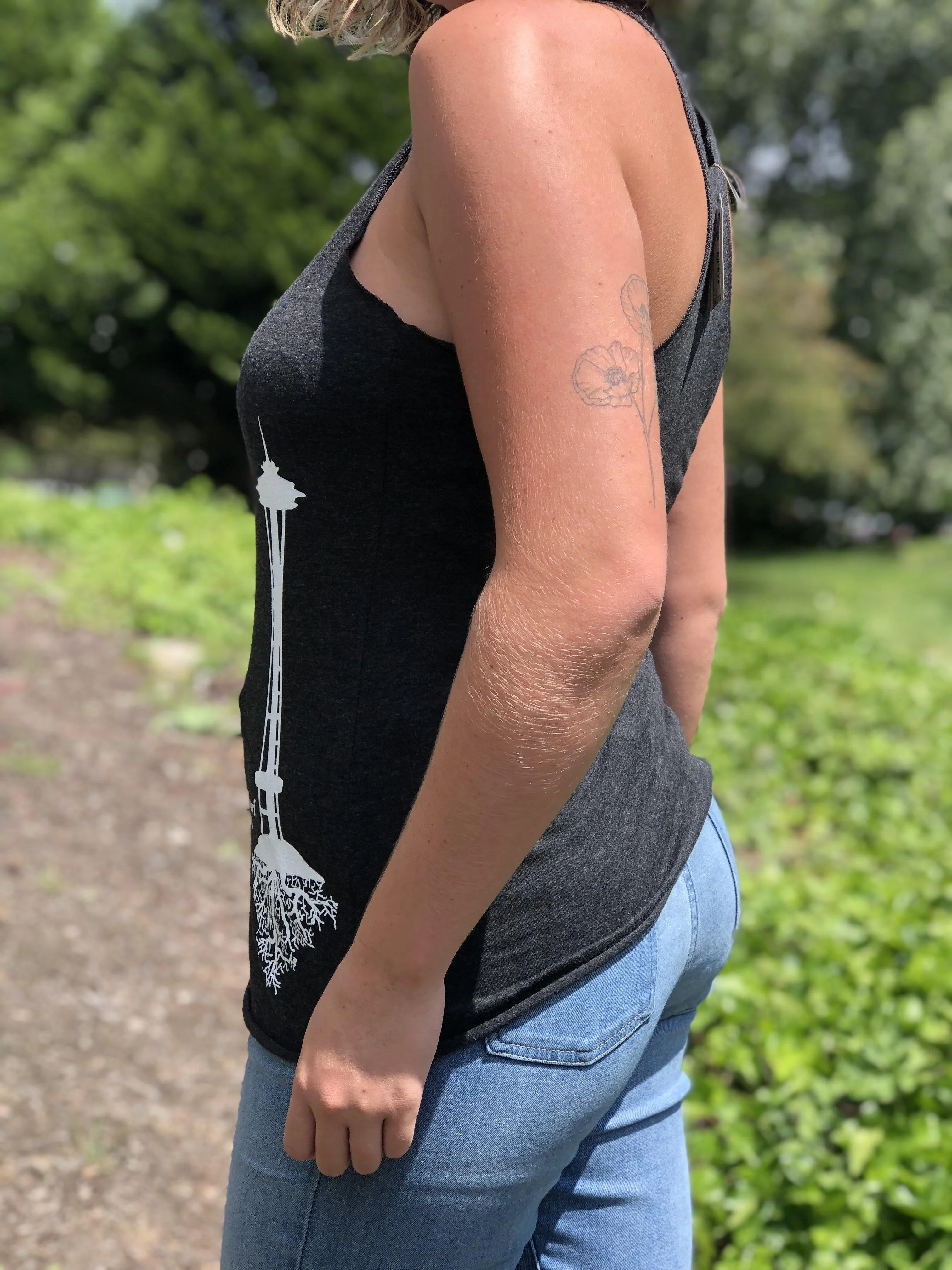 Women'S Needle Tank - Dark Grey/White