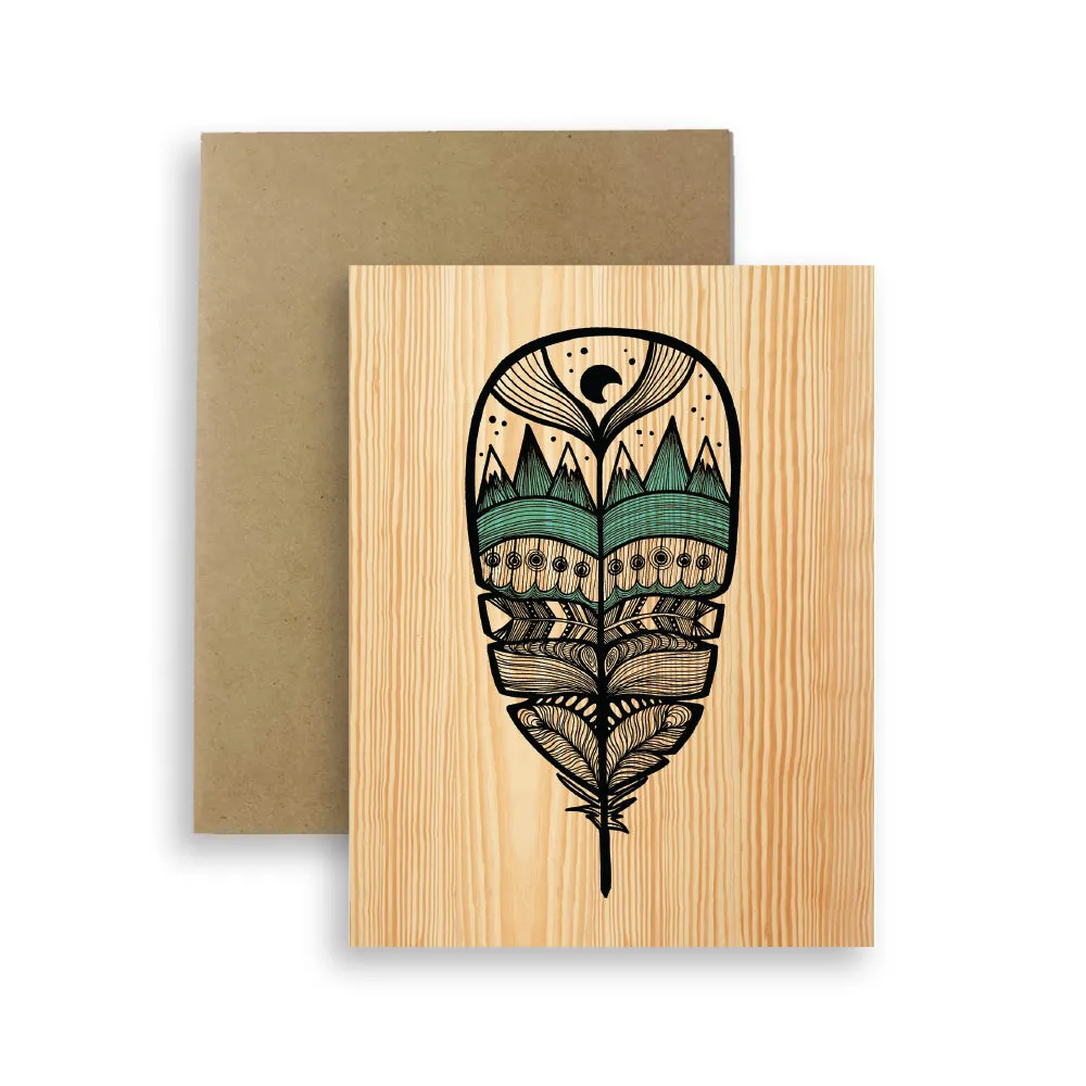 Wood Feather Greeting Card
